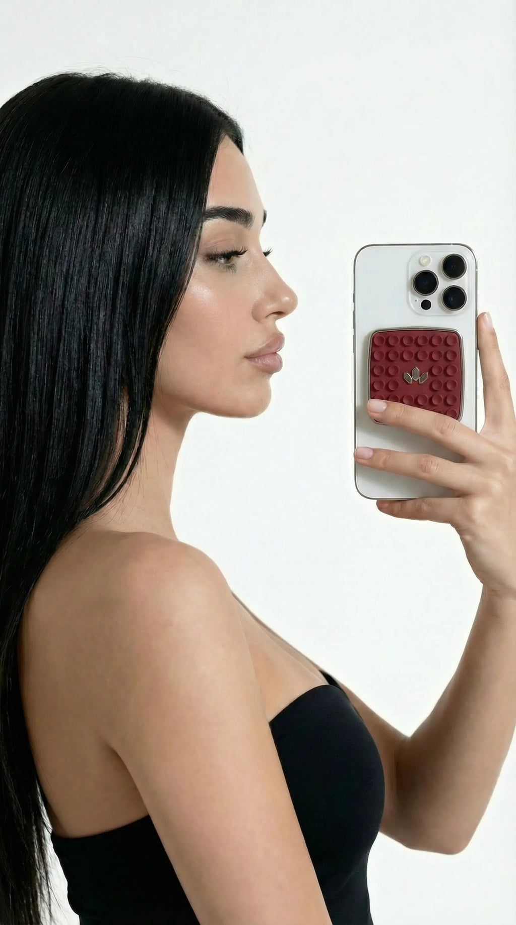 JHADE PopCase Mini in Burgundy Heritage, back view